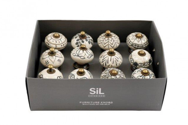 Box of 12 Grey Design Door Knobs