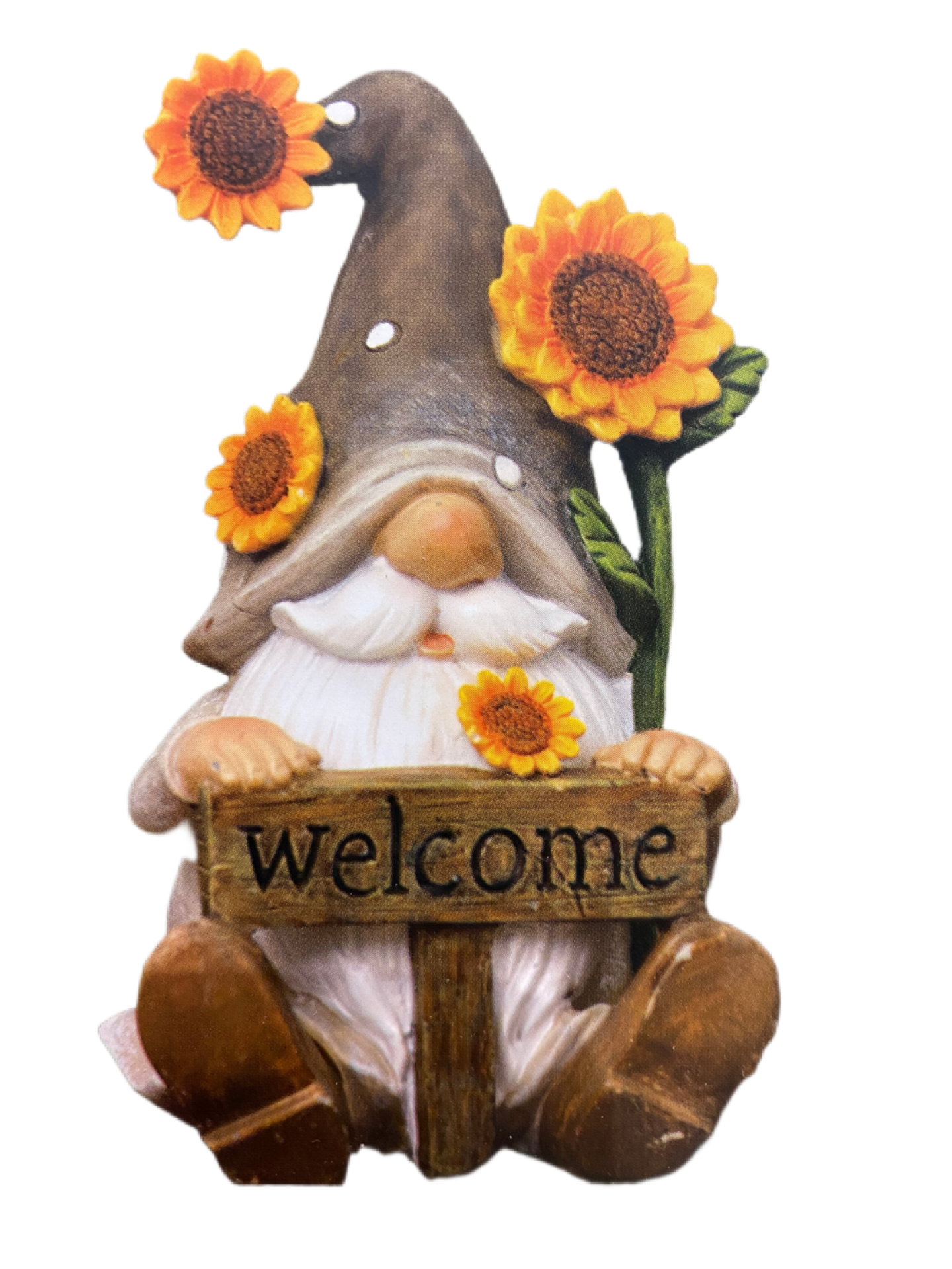 17.5cm Sitting Gnome With Sunflower- Boy
