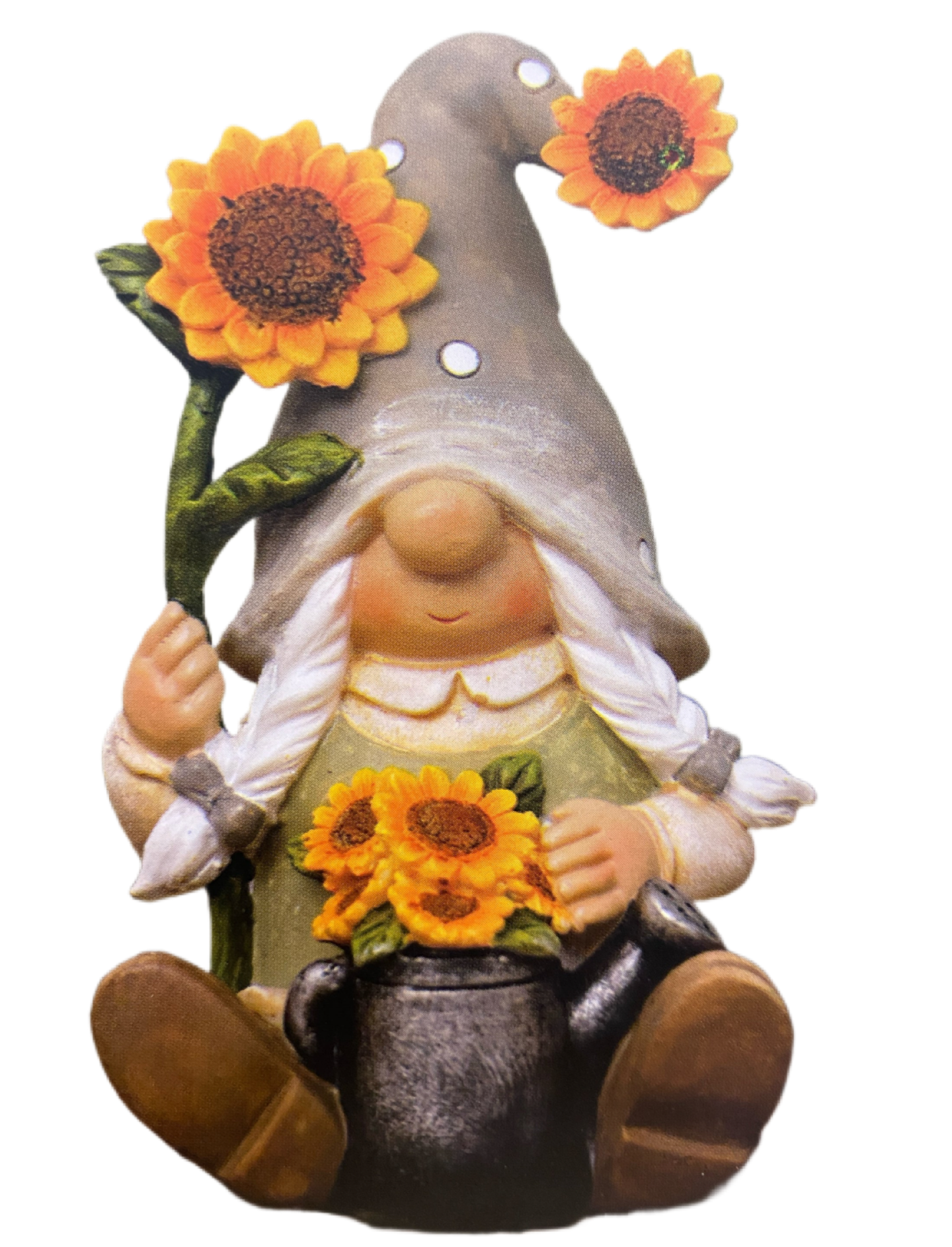17.5cm Sitting Gnome With Sunflower- girl