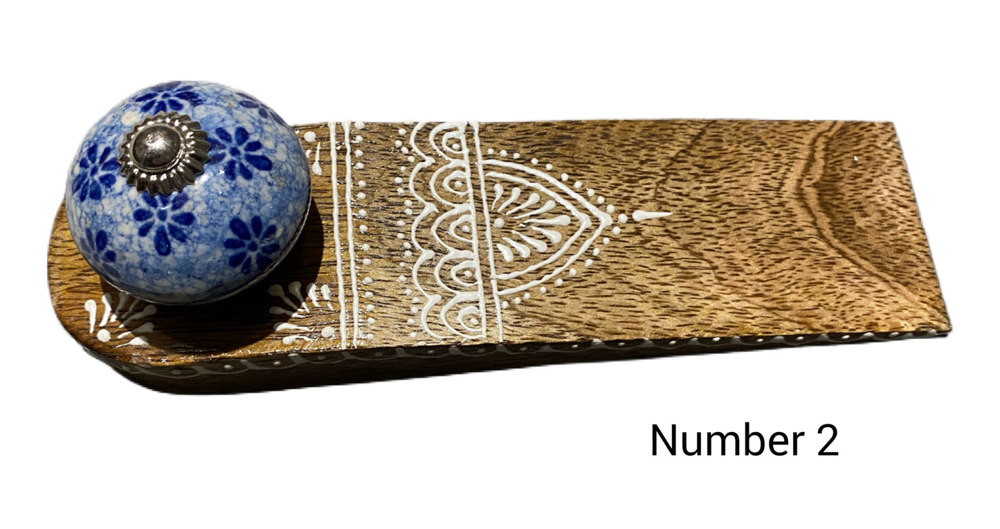 Blue Wooden Doorstop in a Choice of 4 Designs