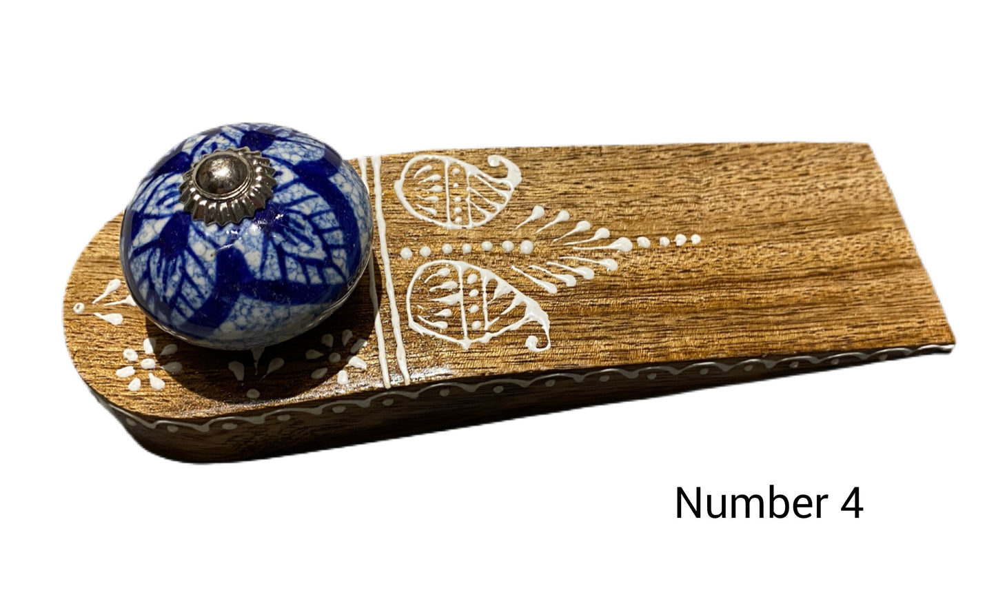 Blue Wooden Doorstop in a Choice of 4 Designs
