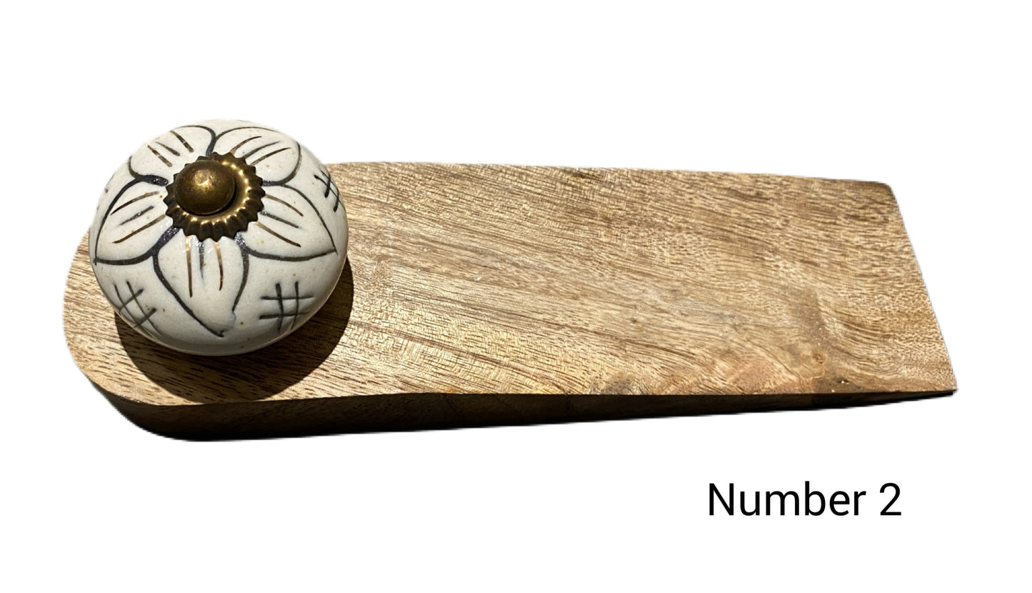 Grey Wooden Doorstop in a choice of 4 Designs