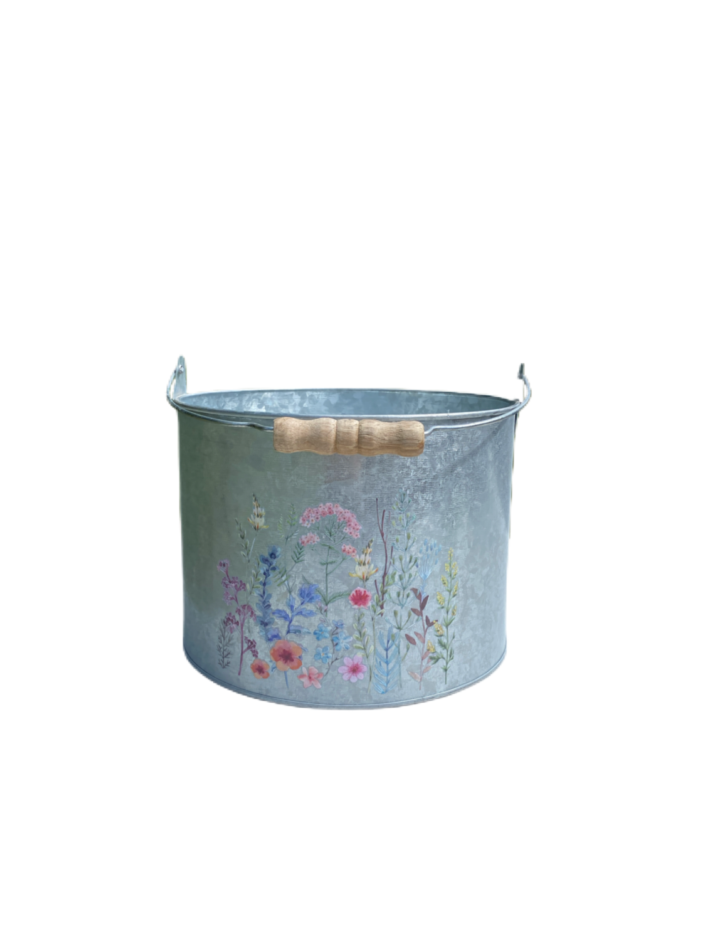 Zinc Bucket Planter with wooden Handle in 3 sizes