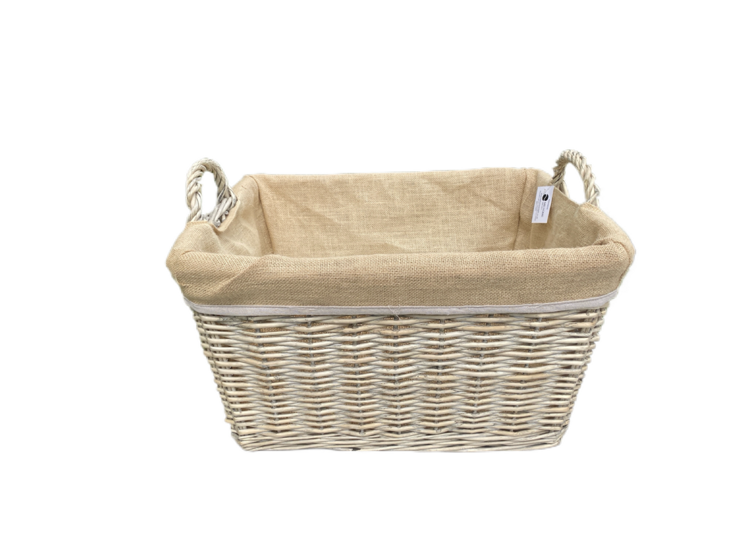 Natural Willow Hessian lined basket in 4 sizes