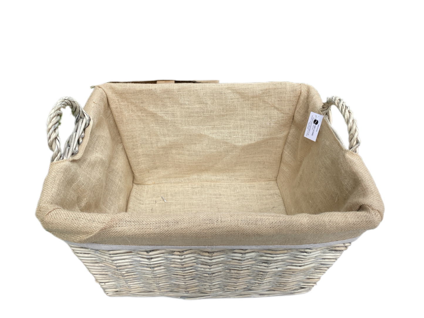 Natural Willow Hessian lined basket in 4 sizes