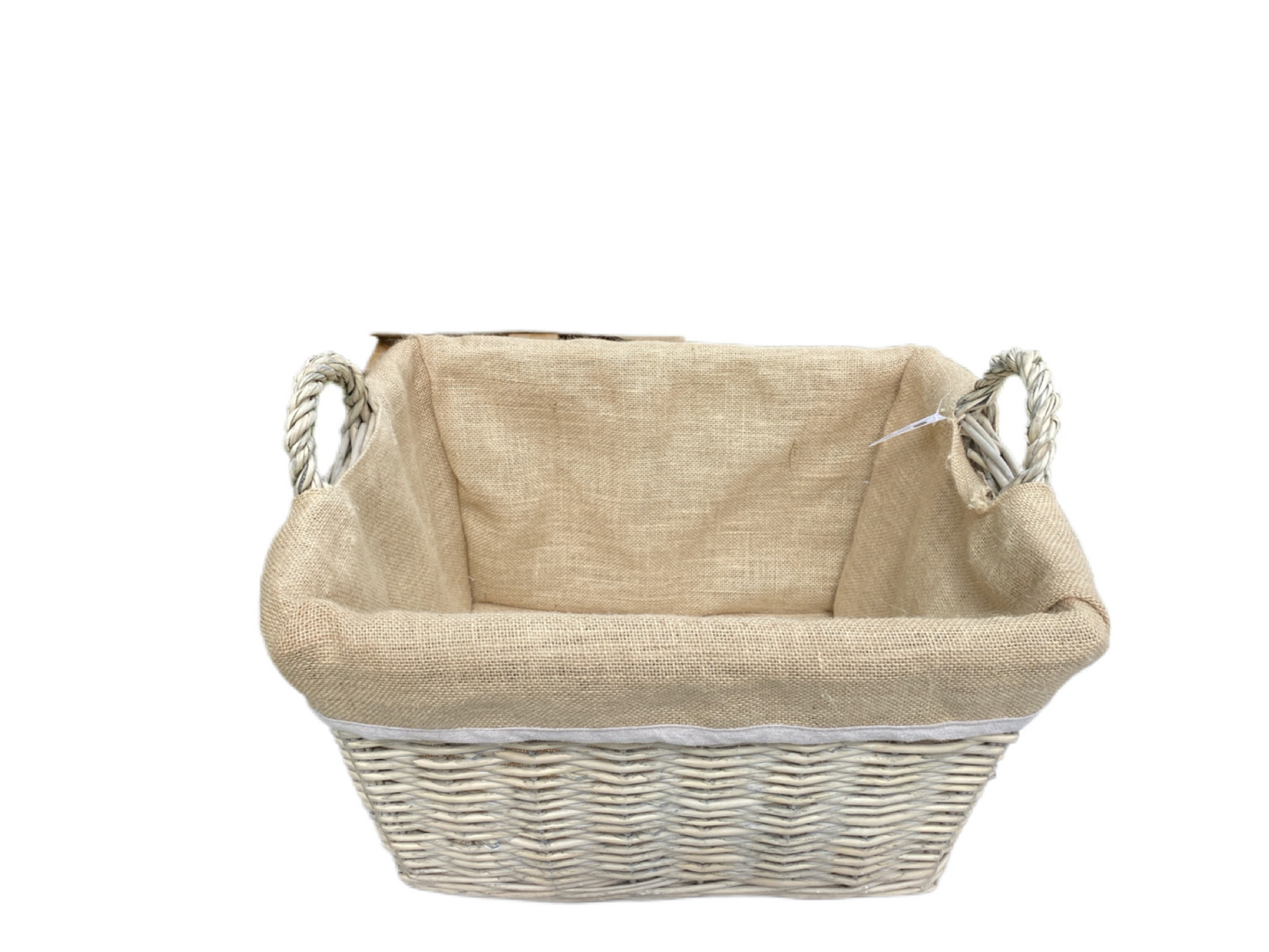 Natural Willow Hessian lined basket in 4 sizes