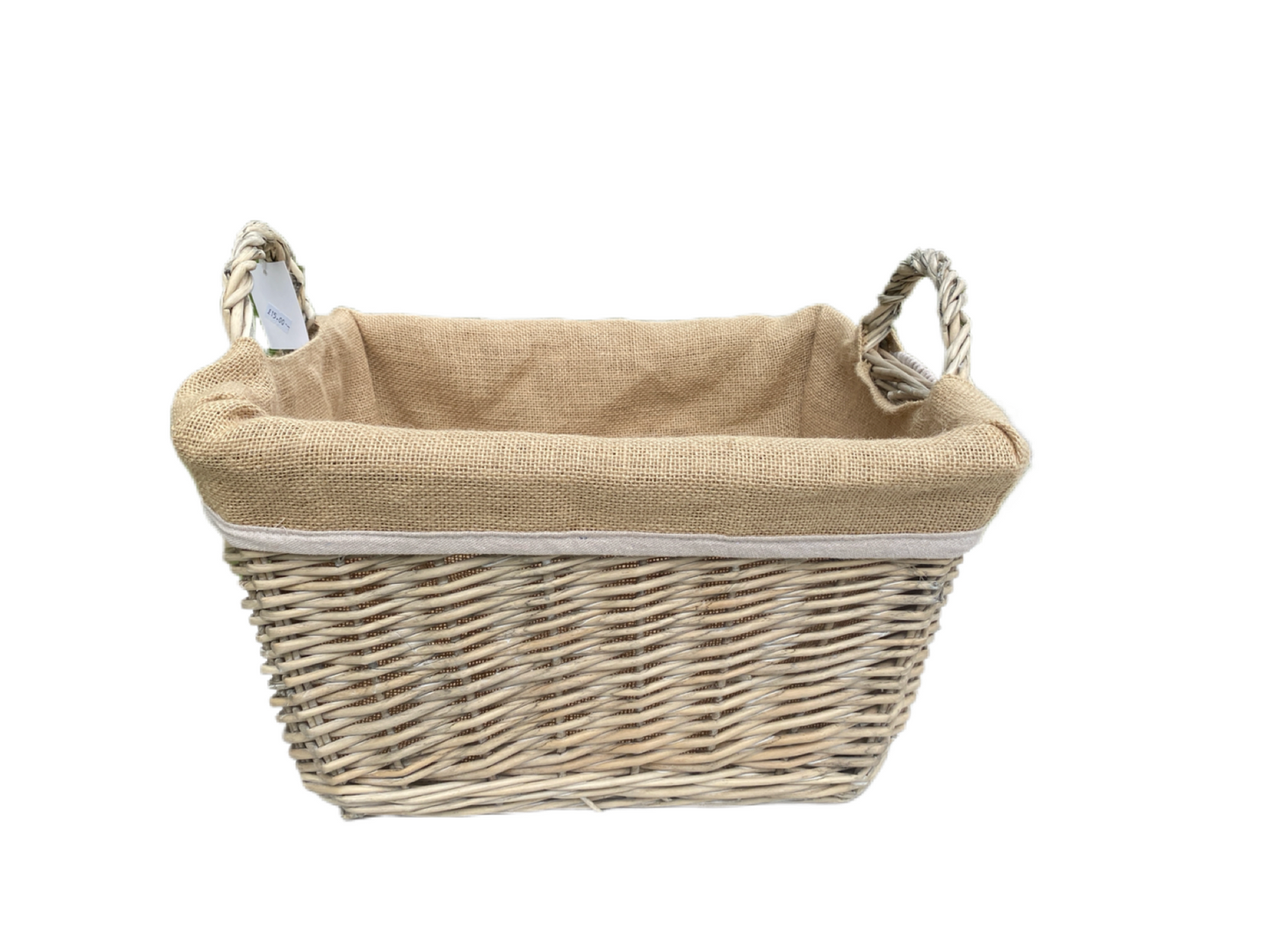 Natural Willow Hessian lined basket in 4 sizes