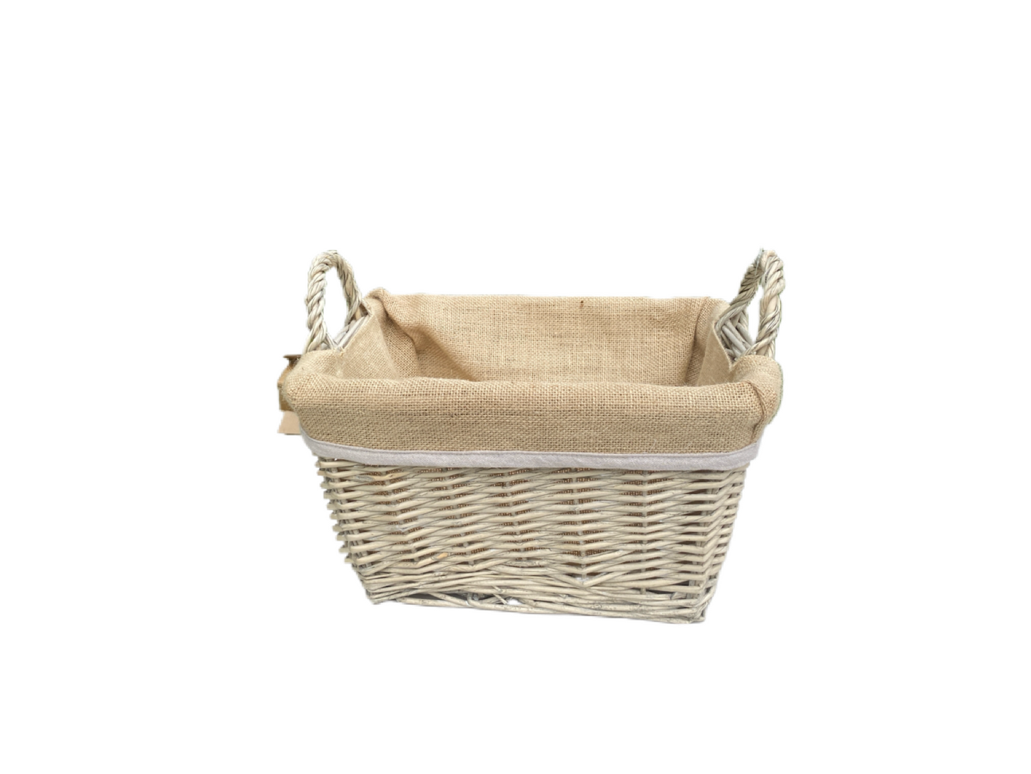 Natural Willow Hessian lined basket in 4 sizes