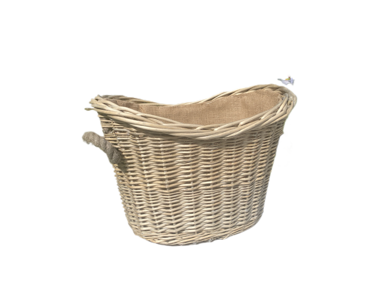 Natural Oval Willow Hessian lined basket in 3 sizes