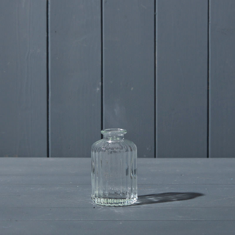 Clear Ribbed Glass Bottle