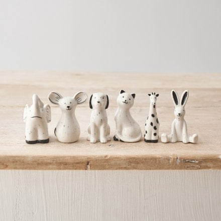 Speckled Porcelain Standing Cat 6cm