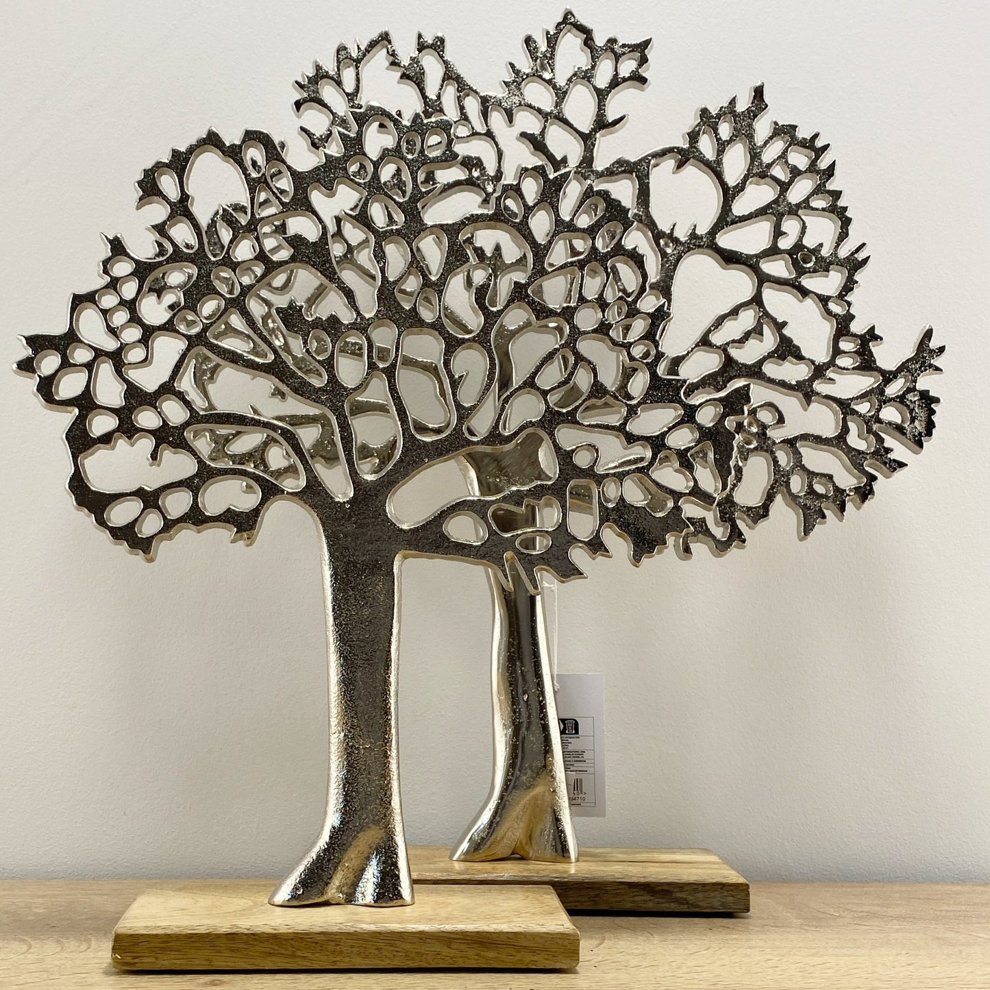 Silver Tree on Wood Base Medium