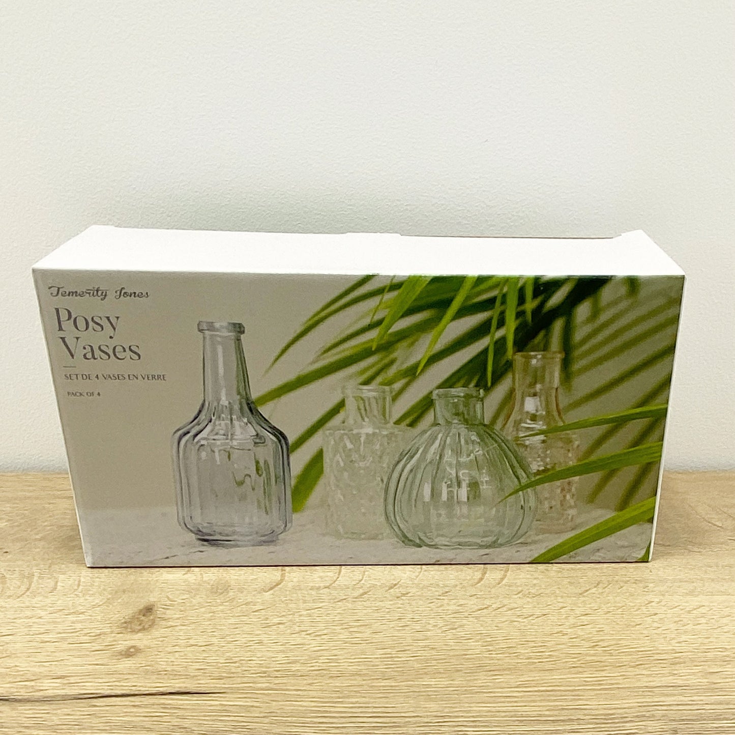 Box/4 Posy Glass Vases in Pastel Colours