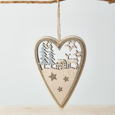 Scene Cut Wooden Heart Hanger
