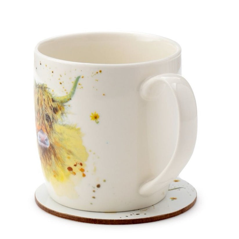 Jan Pashley Highland Cow Porcelain Mug & Coaster Set