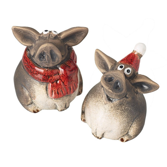 Stoneware festive Pig in a choice of 2 Designs