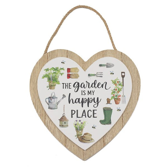 Green Fingers Heart Plaque- Happy Place