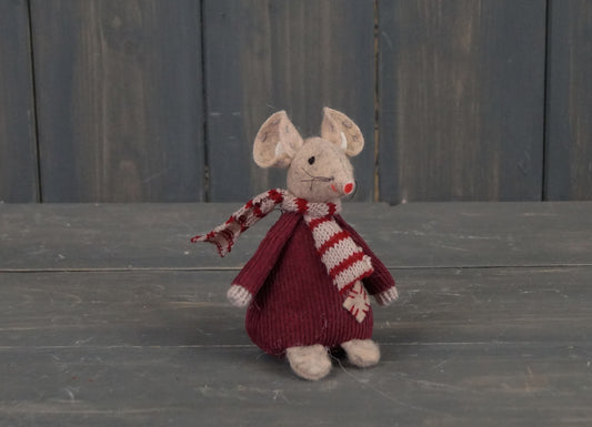 Red Fabric Mouse with Scarf