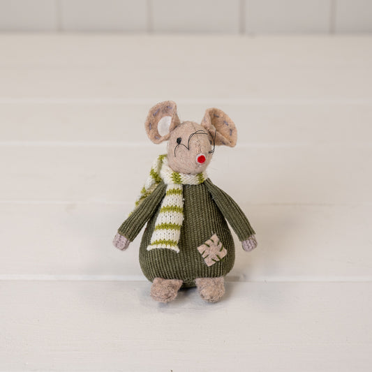 Green Fabric Mouse with Scarf