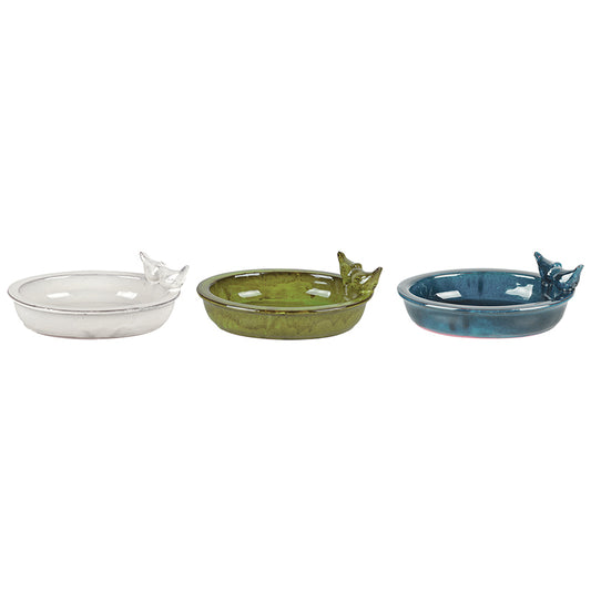 Ceramic Oval Bird Bath/Feeder in 3 Colours