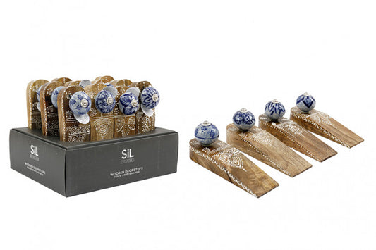 Blue Wooden Doorstop in a Choice of 4 Designs
