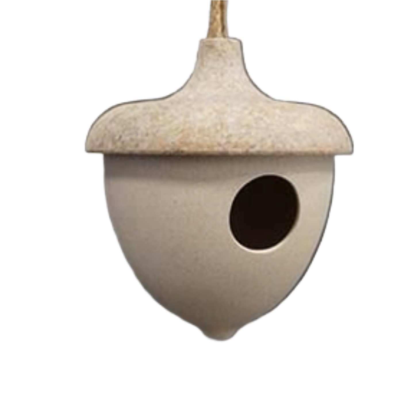 Earthy Oatmeal Bamboo Hanging Acorn Birdhouse 19cm