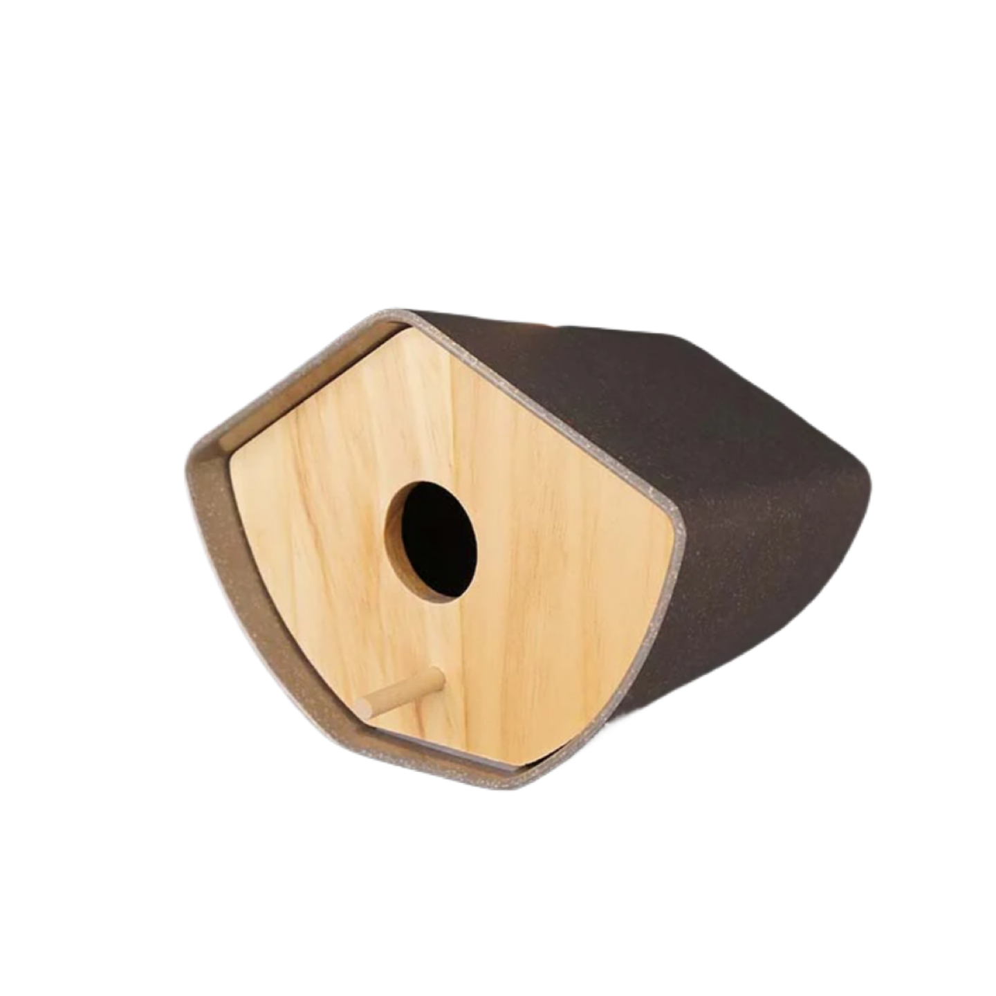 Earthy Grey Bamboo Birdhouse 16cm
