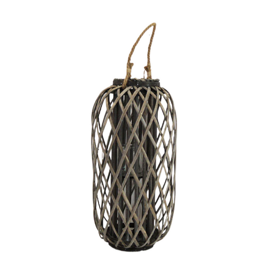 Medium Grey Tall Wicker lantern