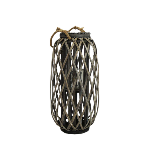 Large Grey Tall Wicker lantern
