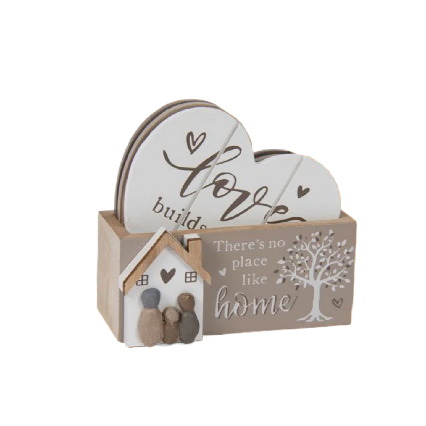 Heart shape wooden coaster s/4