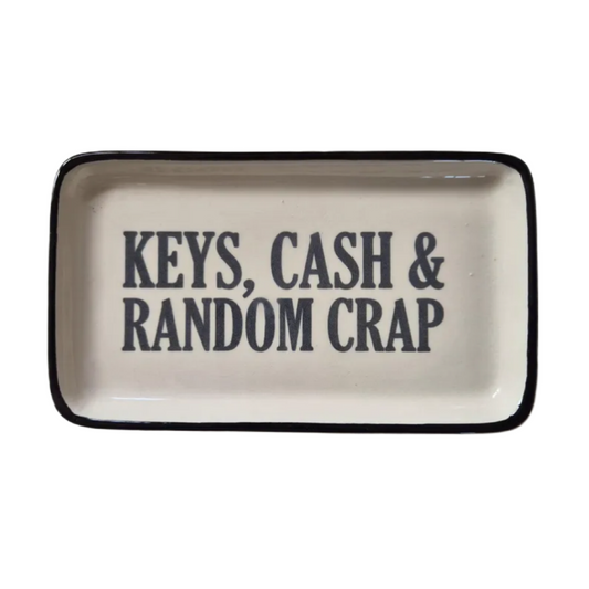 Ceramic 'Keys, Cash & Randon Crap..' Tray