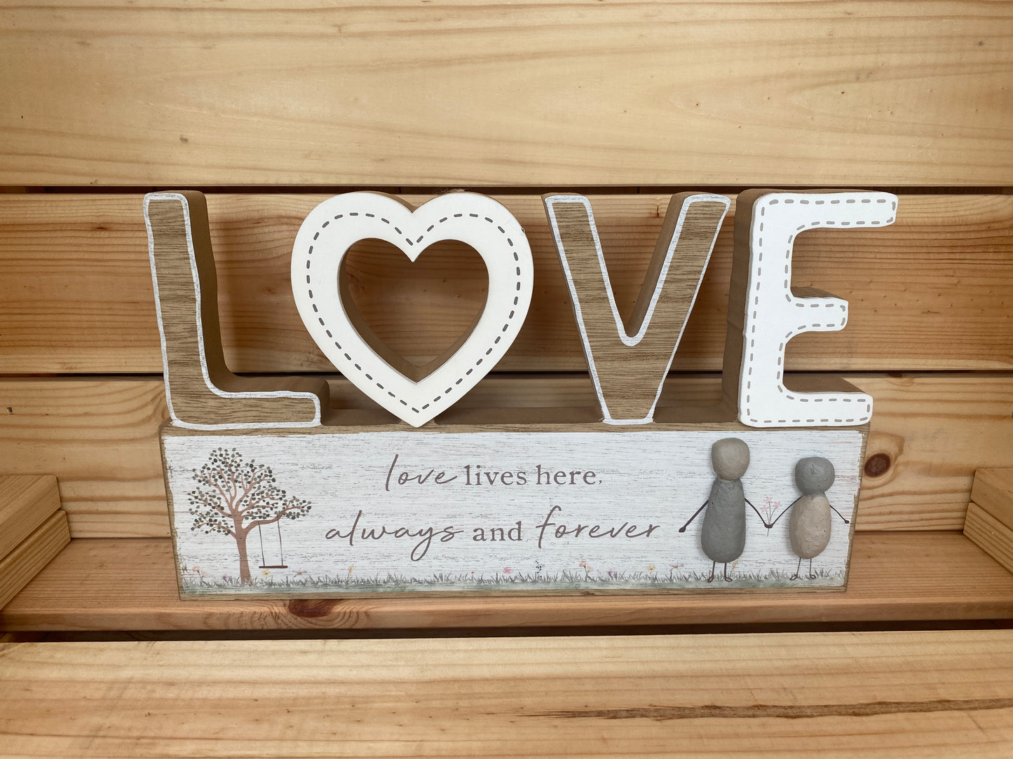 Pebble art LOVE Standing Plaque