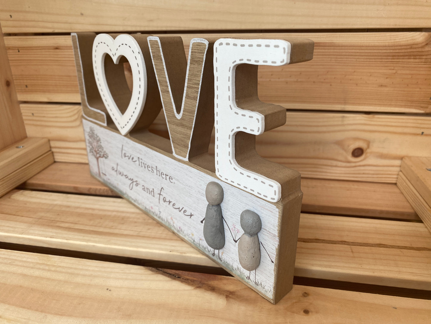 Pebble art LOVE Standing Plaque
