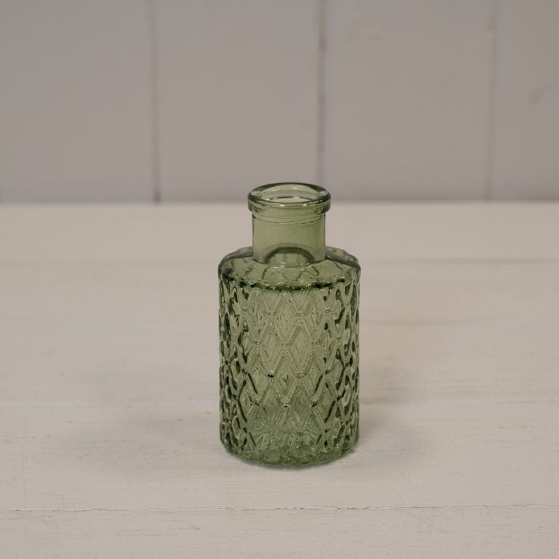 Vintage Green Round Glass Bottle