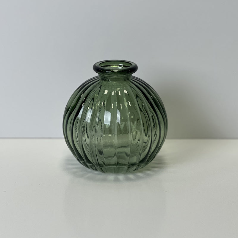 Vintage Green Round Glass Bottle