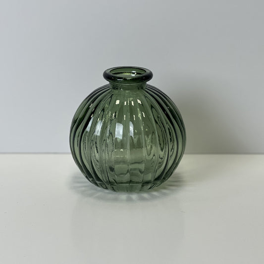 Vintage Green Round Glass Bottle
