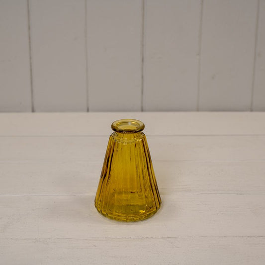 Yellow Ribbed Glass Bottle