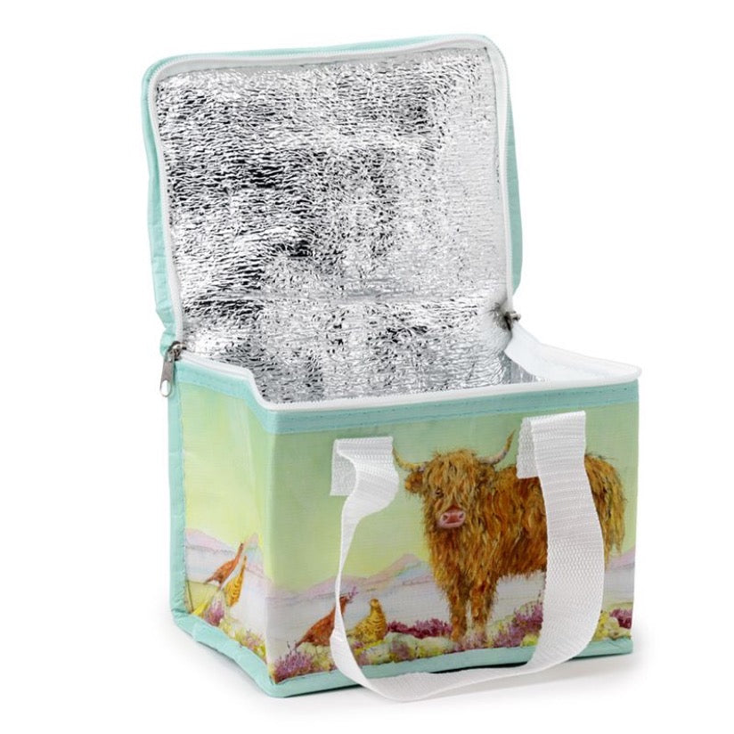 Reusable Insulated Lunch Bag in Higland Cow Design