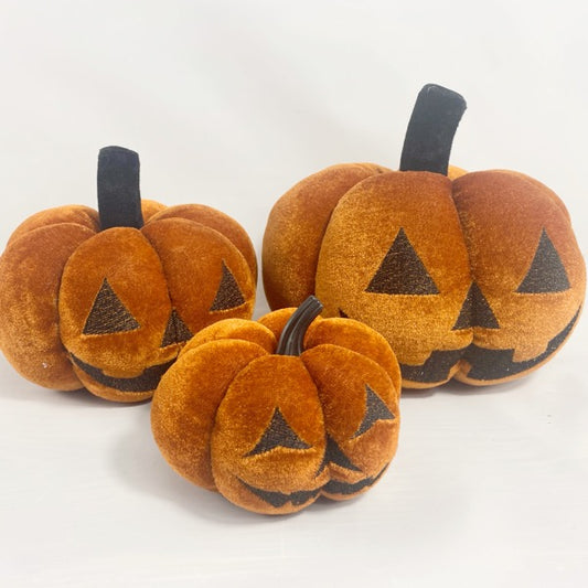 Orange Fabric Face Pumpkin in 3 sizes