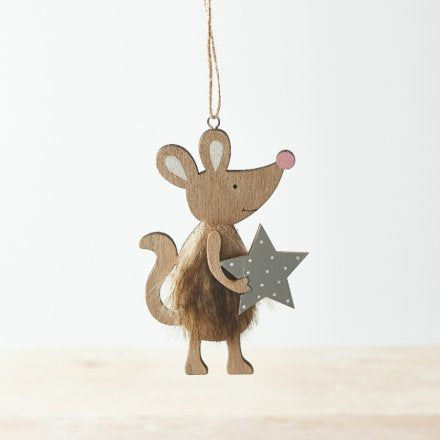 Rustic Wooden Mouse Hanger