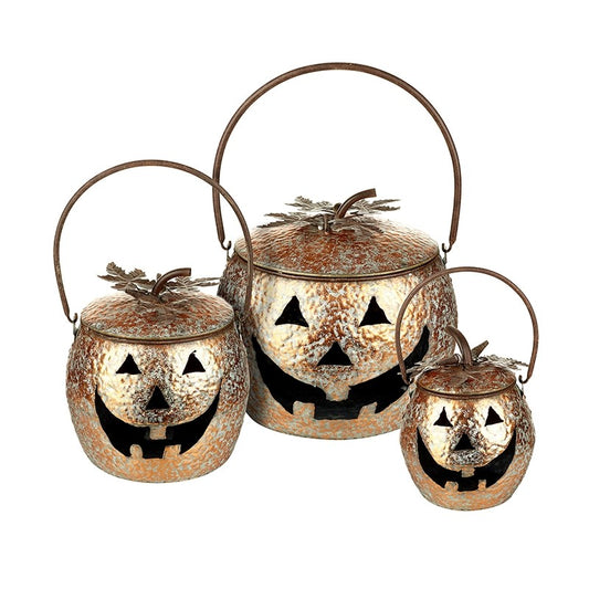 Metal Pumpkin bucket in 3 sizes