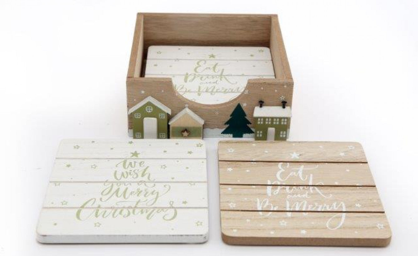 S/4 Christmas Market Coasters