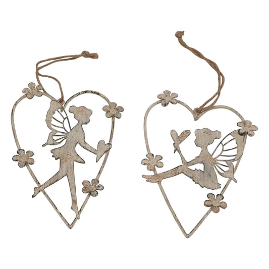 Wire Hanging Hearts With Angels