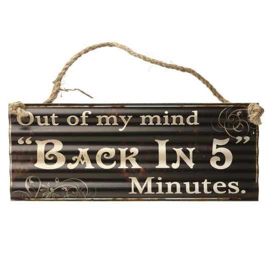 Back in Five Sign