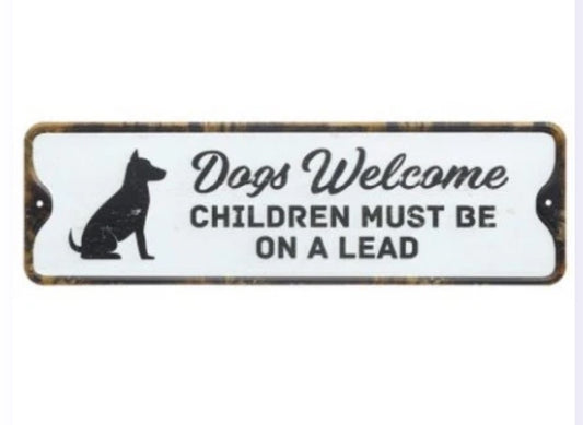Rustic Dogs Welcome Metal Sign 27cm