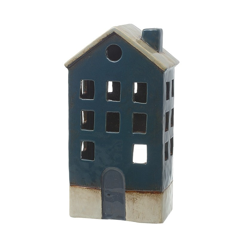 Blue House Candle Holder Large