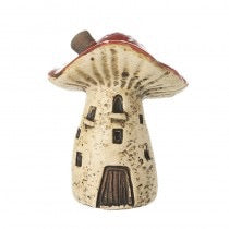 Red Stoneware Mushroom House Ornament