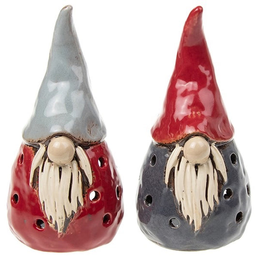 Village Pottery Gonk Tealight Grey/Red