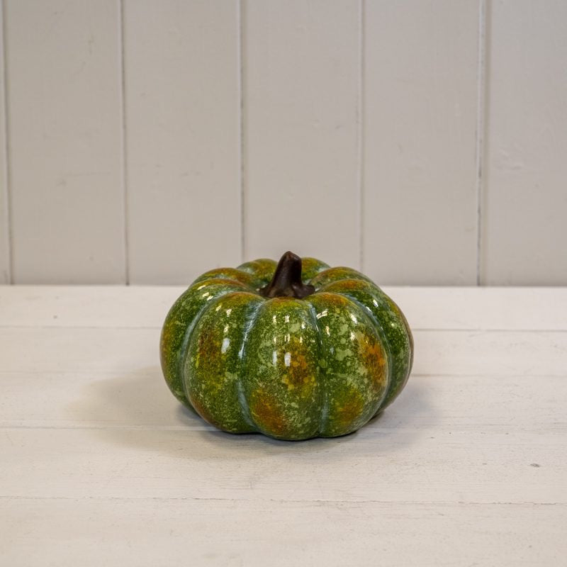 Large Green Ceramic Vintage Style Pumpkin