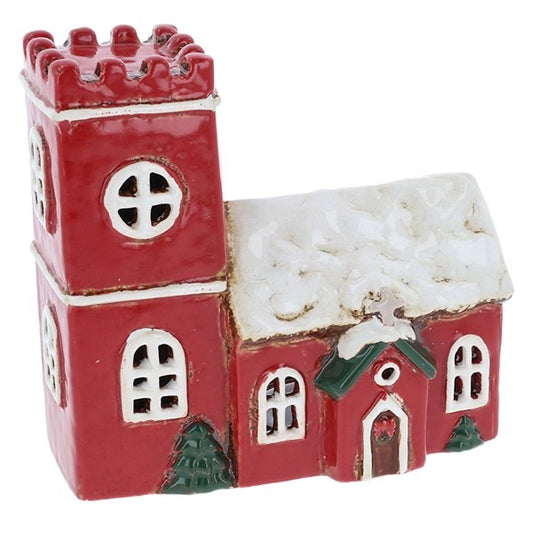 Village Pottery Norman Xmas Church Tealight